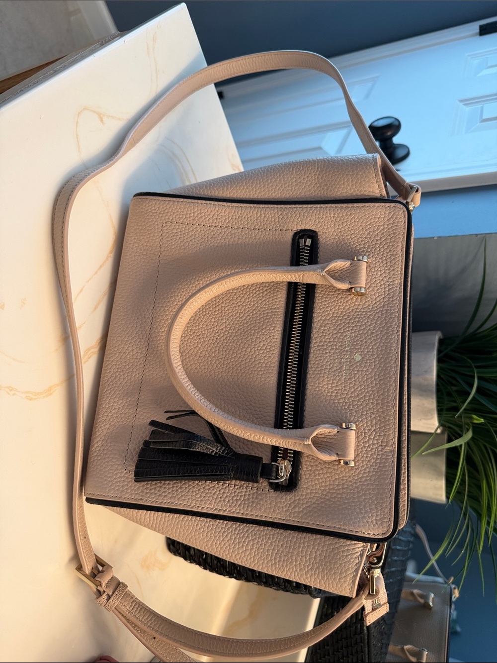 kate spade Blush Pink Pebbled Satchel with Black Tassel - Picture 2 of 5